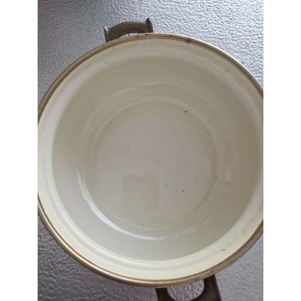 Vintage ASTA Floral Metal Enamel  Lidded Pot Casserole Dish with Rack